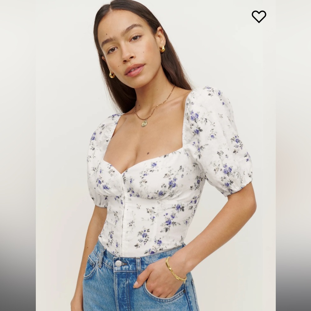 NWT Reformation Rome Linen Top 8 in Madeline